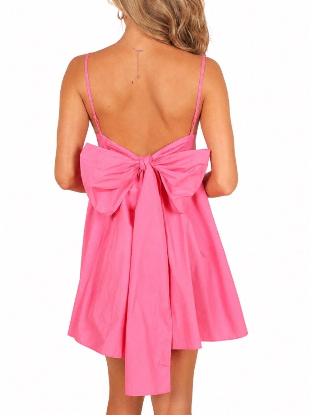 Petal & Pup Dress Alice Bow Back Mini Dress Pink Large L Cotton